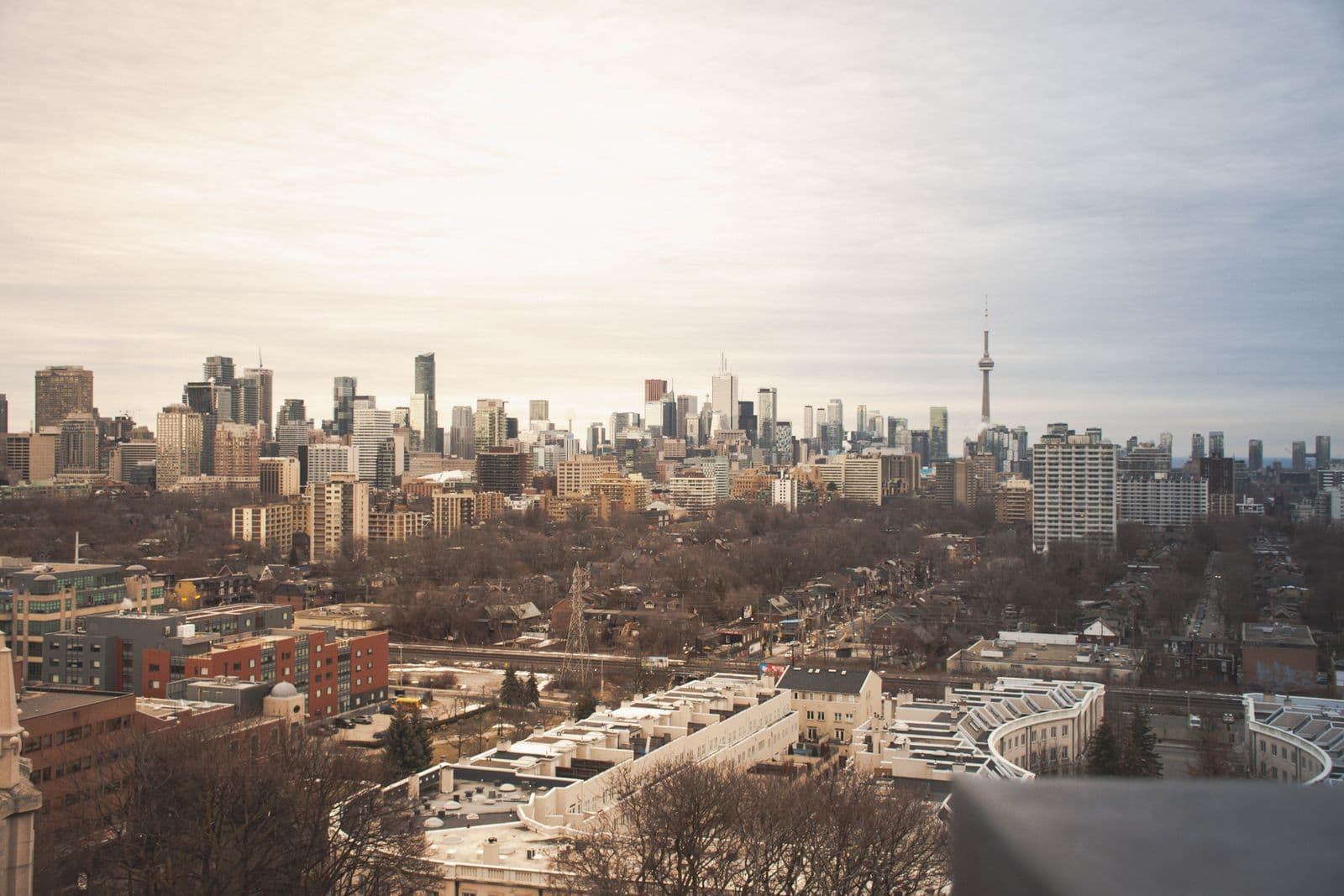 Toronto's CN Tower under an overcast sky